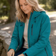 Hooded Waterproof Windproof Polyester Rain Jacket for Women