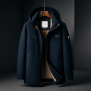 Hooded Mens Puffer Jacket with Insulated Warmth and Zip Pockets