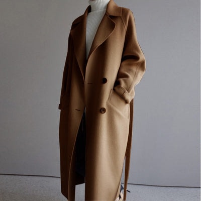 Isabella Women's Longline Wool Blend Winter Coat with Belt