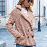 June Teddy Double-Breasted Winter Coats Women Cozy Fleece Jacket
