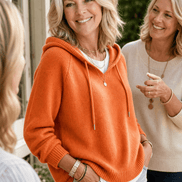Women's Drawstring Hood Ribbed Knit Jumper