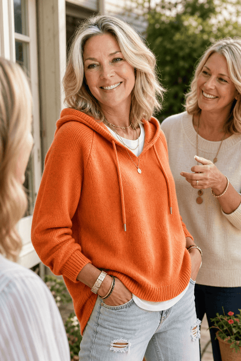 Women's Drawstring Hood Ribbed Knit Jumper