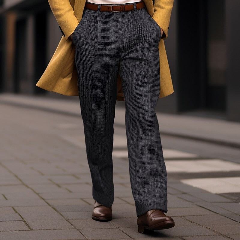 Men's Tailored Straight-Leg Trousers with Front Pockets