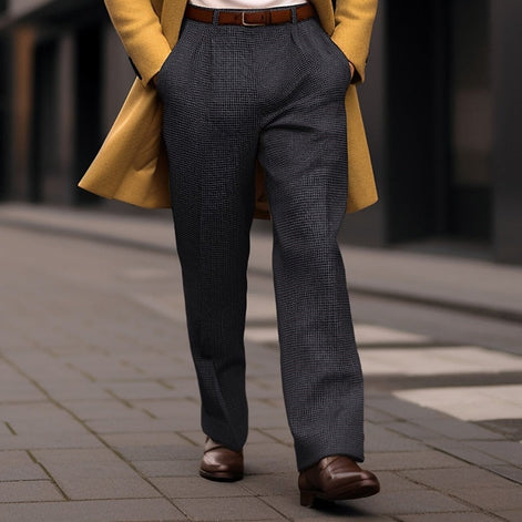 Men's Tailored Straight-Leg Trousers with Front Pockets
