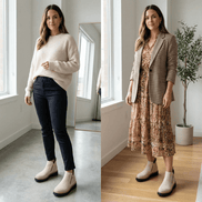 Women's Suede Chelsea Boots with Side Zip and Chunky Heel