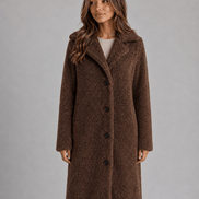 Women's Longline Teddy Borg Fleece Button-Front Winter Coat