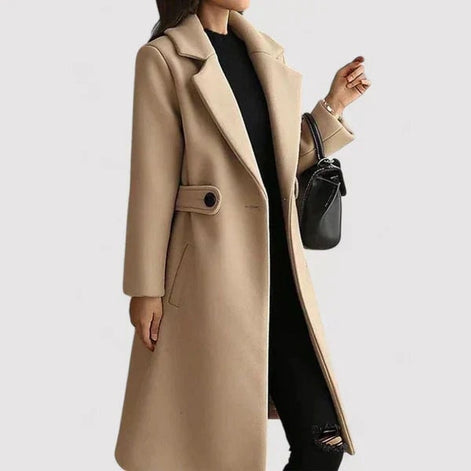 Rosa Belted Longline Wool-Blend Winter Coat with Tailored Fit for Women