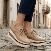 Elara Lace-Up Platform Oxford Shoes for Women's Comfort
