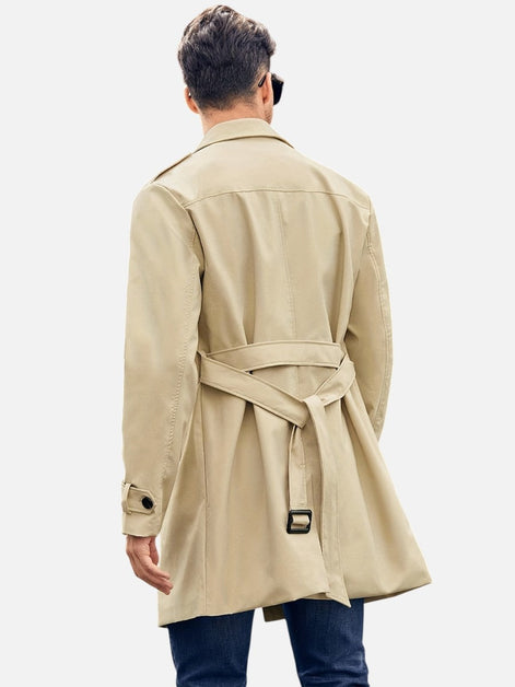 Double-Breasted Tailored Trench Style Mens Coats for Everyday Wear
