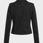 Saskia Faux Suede Biker Jacket with Asymmetrical Zip Detail