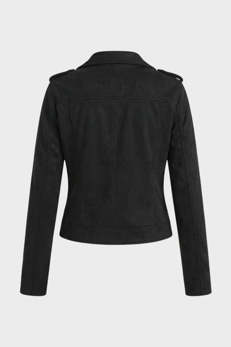 Saskia Faux Suede Biker Jacket with Asymmetrical Zip Detail