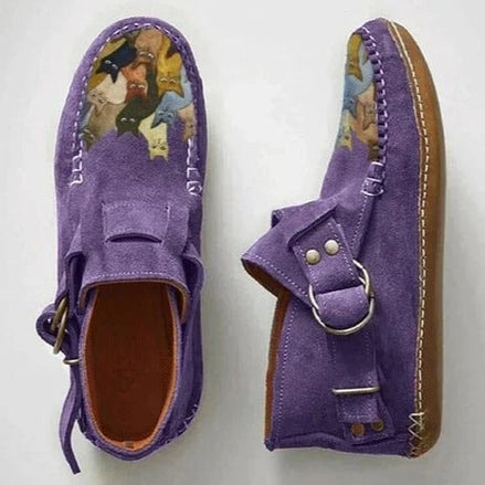 Women's Shearling-Lined Suede Winter Ankle Boots with Buckle Strap