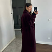 Belted Wrap Style Long Wool Blend Winter Coats for Women