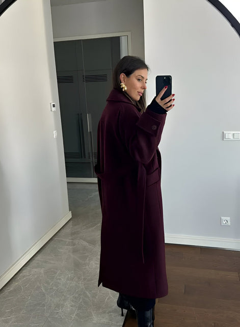 Belted Wrap Style Long Wool Blend Winter Coats for Women