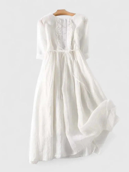Alice Ruffle Waist Tie Midi Dress with Autumn Dresses Charm