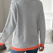 Diane Striped Color-Block Crew Neck Women's Knitted Jumper
