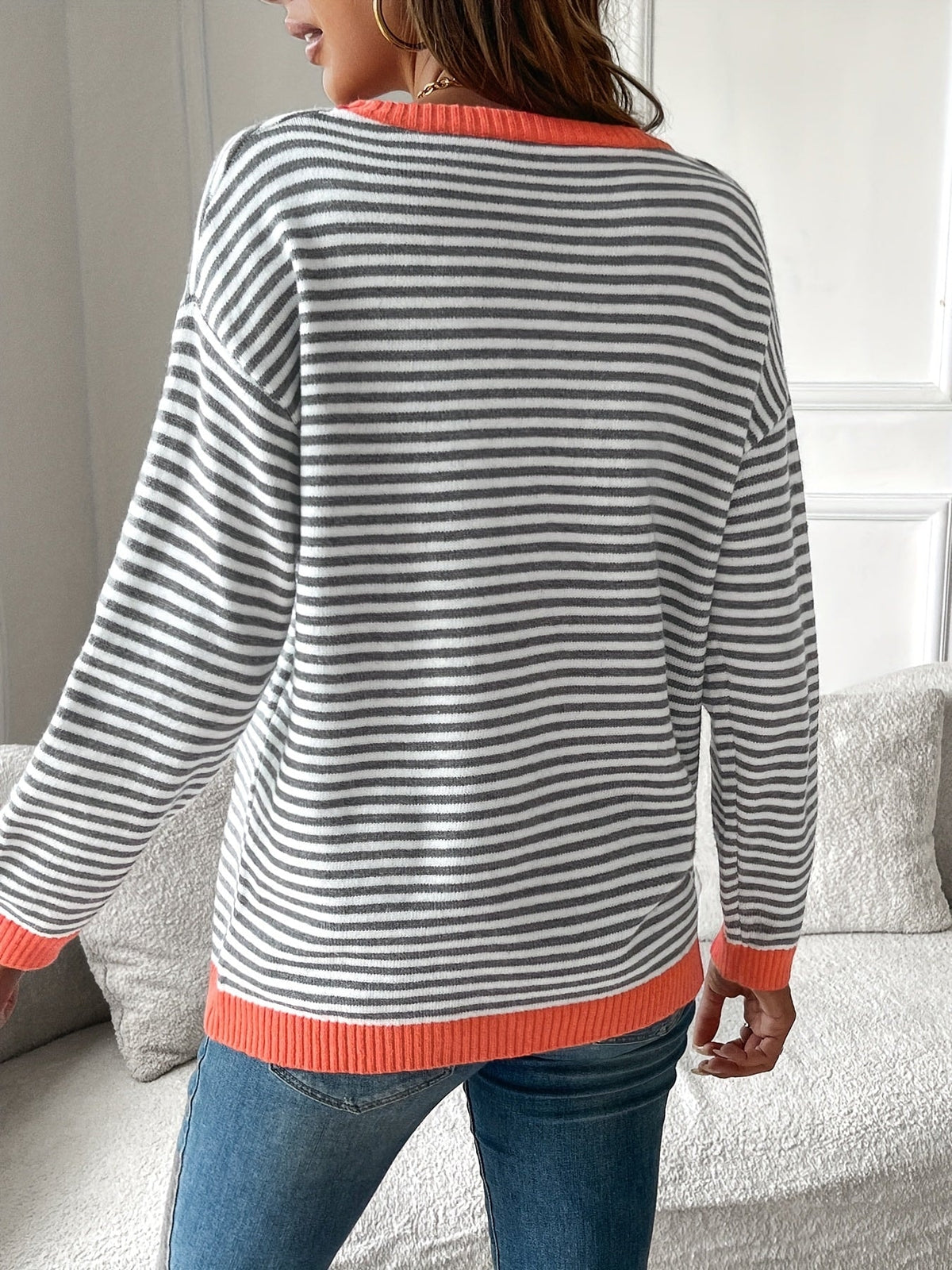 Diane Striped Color-Block Crew Neck Women's Knitted Jumper