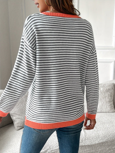 Diane Striped Color-Block Crew Neck Women's Knitted Jumper