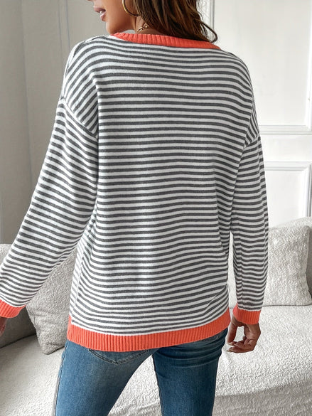 Diane Striped Color-Block Crew Neck Women's Knitted Jumper