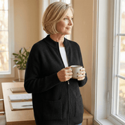 Women's Ribbed Zip-Up Knitted Cardigan with Pockets
