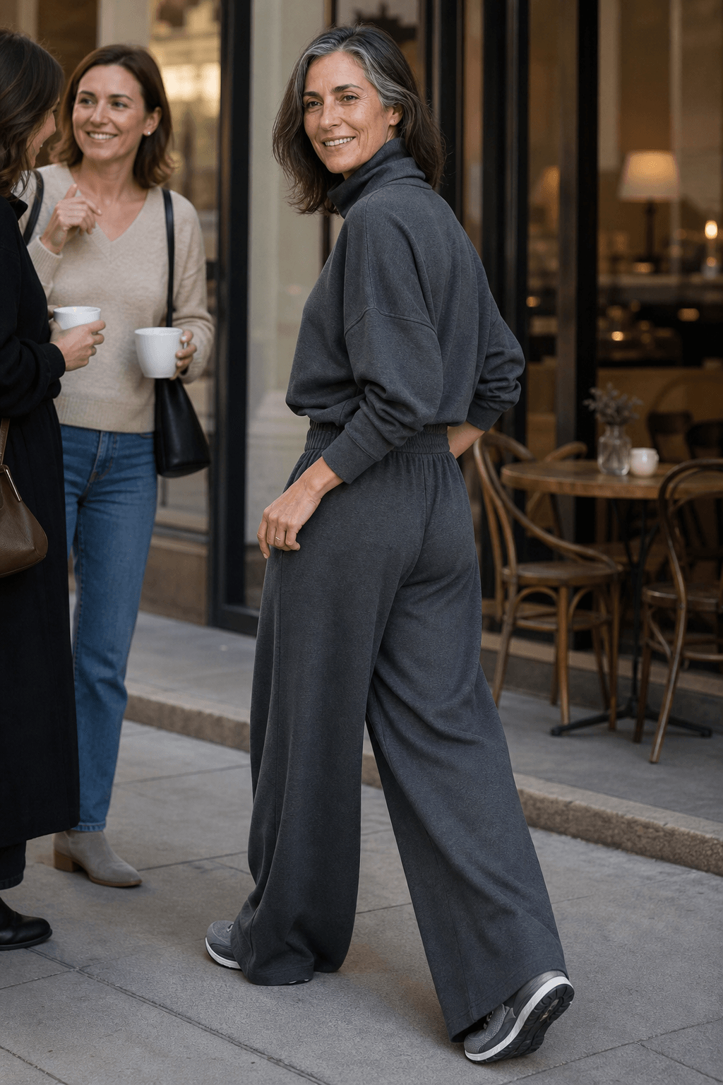 Women's Turtleneck Wide-Leg Trouser Co-Ord Set