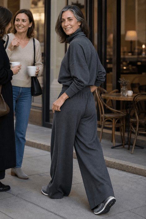 Women's Turtleneck Wide-Leg Trouser Co-Ord Set