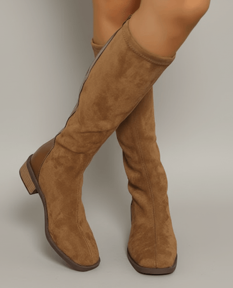 Women's Suede-Look Block Heel Knee-High Boots for Winter
