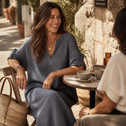 Striped V-Neck Maxi Dress with Pockets and Long Sleeves
