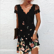 Lace Sleeve Bodycon Christmas Party Dress in Solid Black