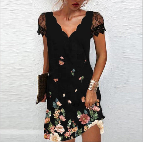 Lace Sleeve Bodycon Christmas Party Dress in Solid Black