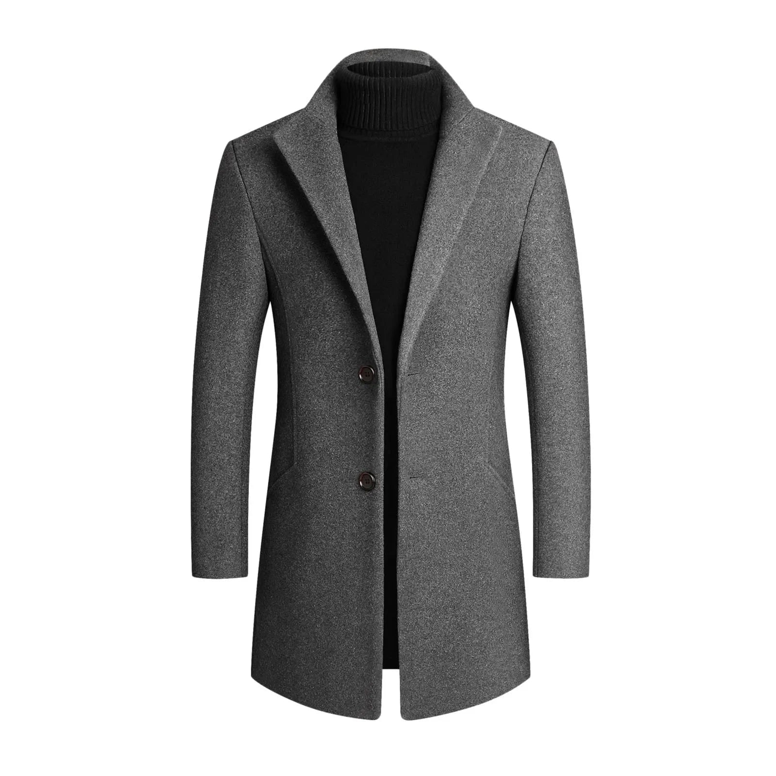 Henry Slim-Fit Wool Blend Mens Coats with Notched Lapel