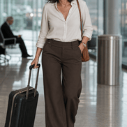 Women's Wide-Leg High-Waisted Trousers with Structured Waistband
