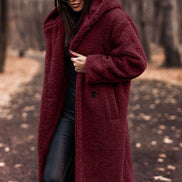 Allison Hooded Longline Teddy Fleece Coat Winter Coats for Women
