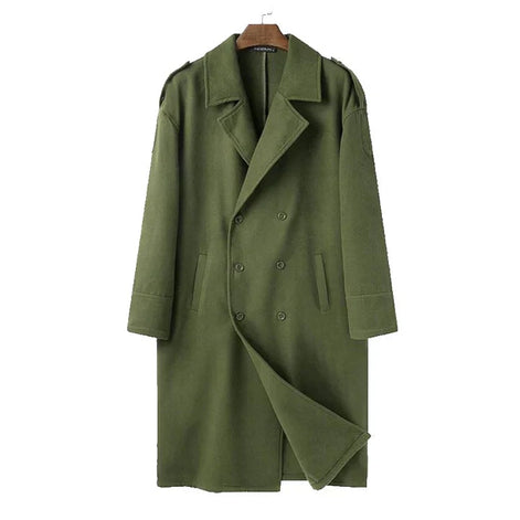 Preston Double-Breasted Long Wool-Blend Mens Coats Trench Style
