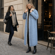 Denora Sherpa-Lined Full-Length Denim Winter Coat for Women