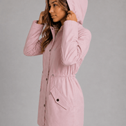 Hooded Waterproof Jacket with Drawstring Waist for Women