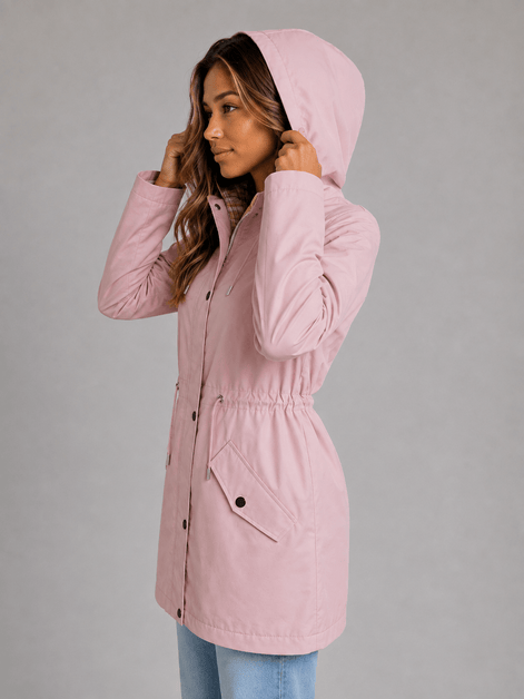 Hooded Waterproof Jacket with Drawstring Waist for Women