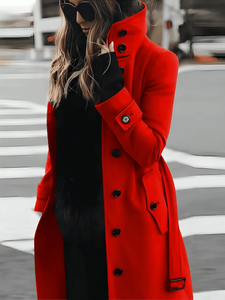 Sandra Belted Trench Style Womens Coats with High Collar Detail