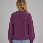 Women's Chunky Ribbed Knitted Cardigan with V-Neck and Button Front