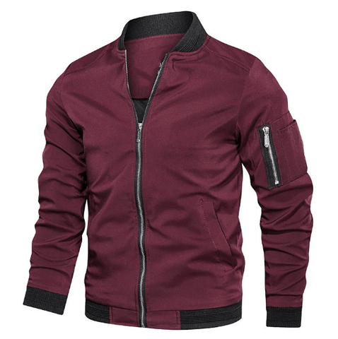Men's Lightweight Bomber Jacket with Zip Pocket Sleeve Detail