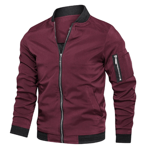 Men's Lightweight Bomber Jacket with Zip Pocket Sleeve Detail