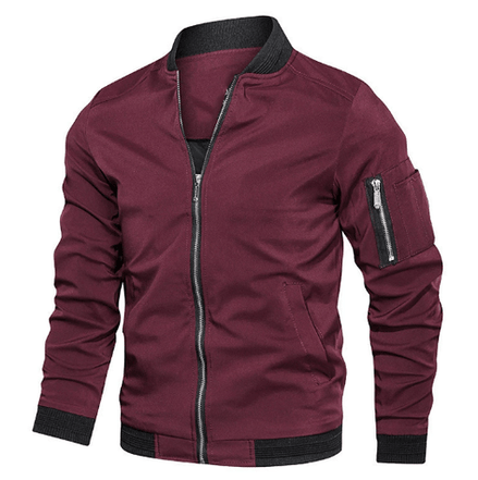 Men's Lightweight Bomber Jacket with Zip Pocket Sleeve Detail