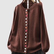 Button-Front Knitted Jumper Cardigan with Colourful Buttons