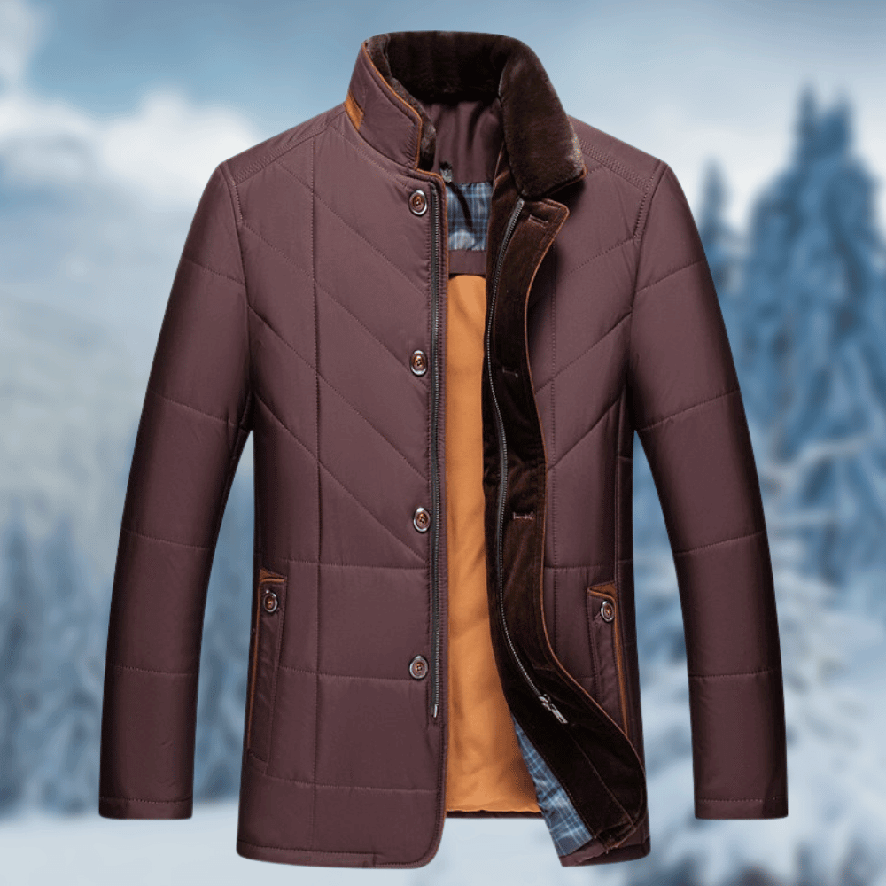 Victor Diamond Quilted Mens Puffer Jacket with Faux Fur Collar