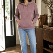 Women's Ribbed Corduroy-Look Hoodie with Front Pocket