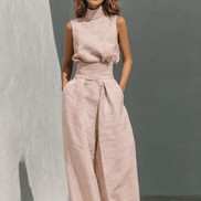 Sleeveless Wide-Leg Trouser Two Piece Set for Women