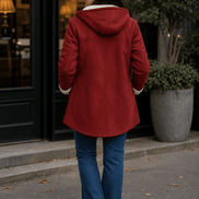 Women's Hooded Faux Suede Winter Coat with Plush Sherpa Lining