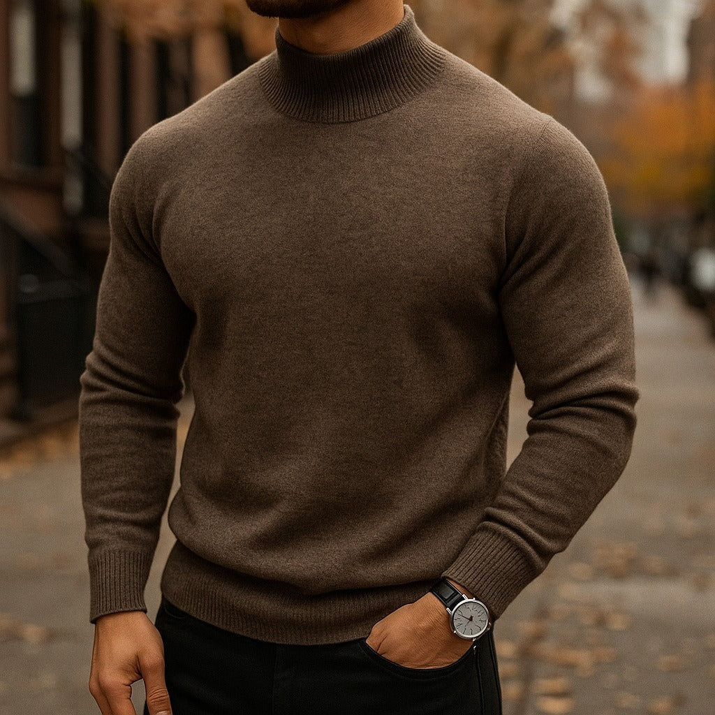 Alfie Mock Neck Mens Knit Sweater with Relaxed Everyday Fit