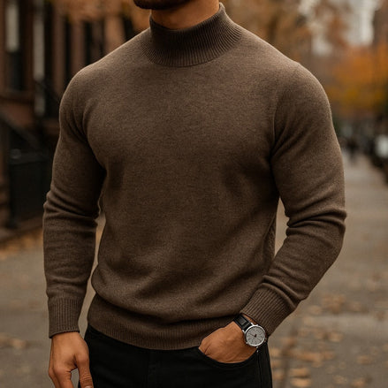 Alfie Mock Neck Mens Knit Sweater with Relaxed Everyday Fit