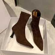 Doris Women's Pointed Toe Sock Boots with Kitten Heel